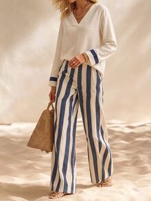 SHEIN Holidaya Women Two-Piece Outfits - Blue - View 4