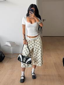 Coolane Women's Summer Y2K Sexy Streetwear Minimalist Street Style Basic Fitted Corset Top Elastic Black White V-Neck T-Shirt 2pcs/Set Going Out Club - Black and White - View 3