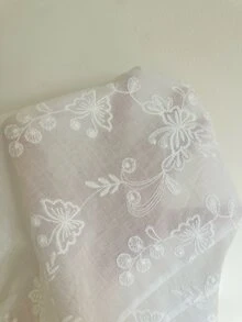 Siren Gaze 女款 100% 純棉白色花卉刺繡 V 領長袖泡泡袖襯衫，白色襯衫，法式風，休閒約會，返校襯衫，秋季 - 米色 - 查看 11