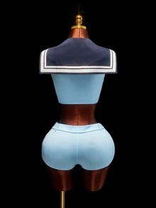 Amplova Kostum Pelaut Halloween Bergaya Angkatan Laut Biru, Menampilkan Set Mini Pendek dan Seksi, Sempurna untuk Menghadiri Pesta dan Acara Halloween. - Biru - View 3