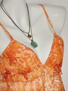 SHEIN ICON 女款植物印花荷葉邊細肩帶背心上衣，米色花卉波希米亞熱帶度假風夏季派對上衣 - 彩色 - 查看 10