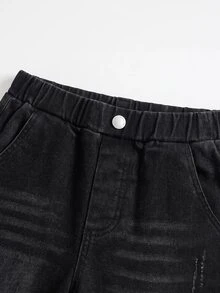 SHEIN 小男孩 2件/套街頭風套裝：紅色蜘蛛圖案衛衣搭配黑色高彈力破洞緊身牛仔褲－適合小男孩秋冬服飾 - 彩色 - 查看 8