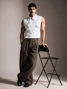 FeverCity Men's Washed Solid Color Sleeveless Top - White - View 4