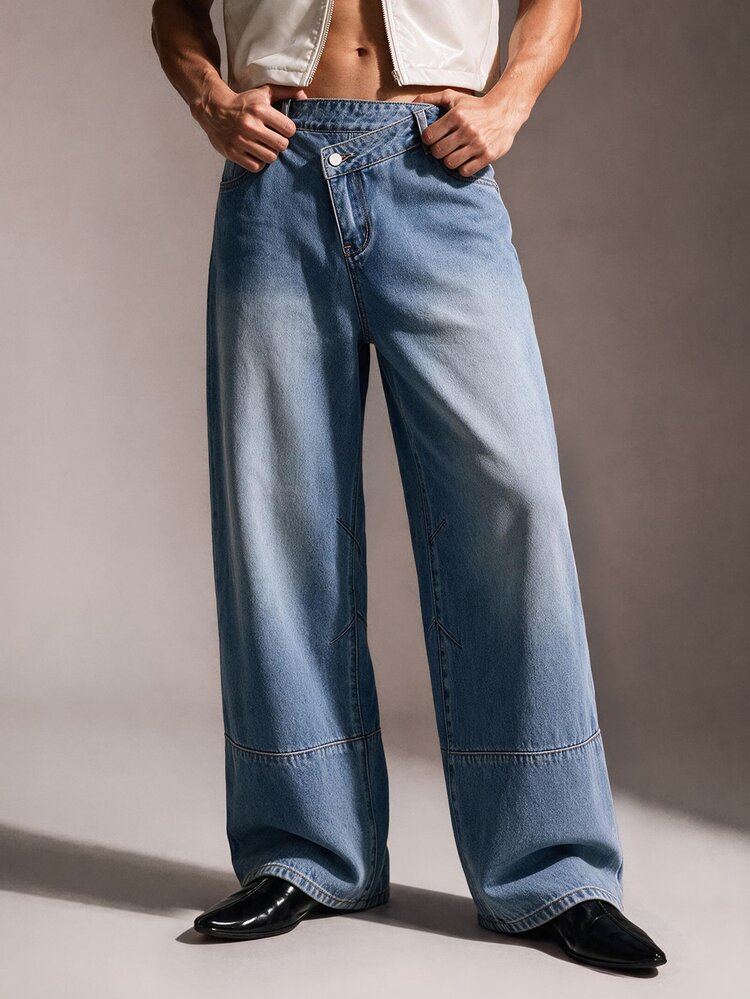 FeverCity Men's Washed Blue Fashion Denim Jeans - Blue - View 1