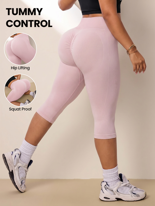 SHEIN Rhythm Era Women's Plus Size Solid Color Casual Versatile Daily Travel Sports Shorts Gym Sports Light Pink Summer