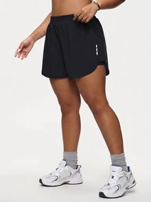 SHEIN Rhythm Era Women's Plus Size Elastic Waist Casual Versatile Daily Wear Sports Shorts - Black - View 5