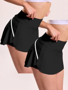 Velisys Velisys Women's Plus Size Colorblock Casual Daily Sports Skort 2-Piece Set - Black - View 5