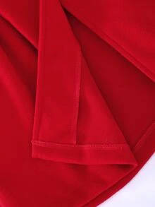 SHEIN Sparklyn Tween Girl Solid Color Long Sleeve Single-Breasted Bow Decor Cute Hooded Overcoat - Red - View 7