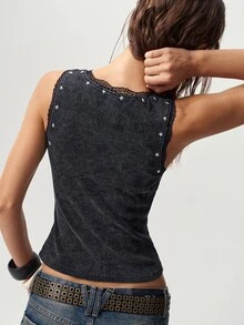 Bohemela Casual Solid Color Knitted Slim Fit Tank Top For Women - Black - View 7