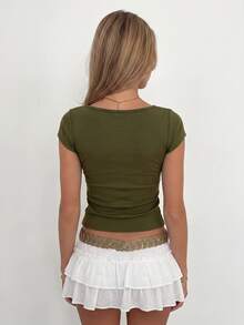 Sundraya Women's Butterfly Pattern Casual Versatile Daily Wear T-Shirt - Green - View 4