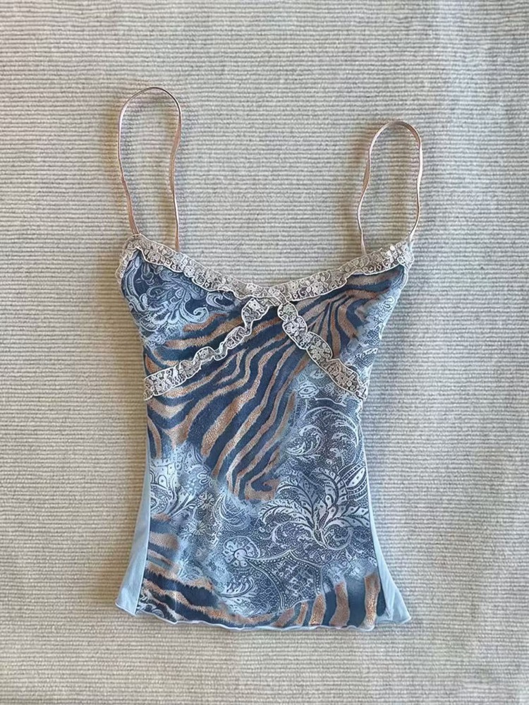 Sundraya Women's Zebra Print Contrast Lace Camisole - Multicolor - View 3