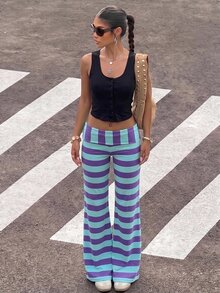 Muchica Women's Casual Colorblock Patchwork Versatile Everyday Pants - Multicolor - View 4