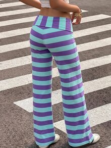 Muchica Women's Casual Colorblock Patchwork Versatile Everyday Pants - Multicolor - View 2