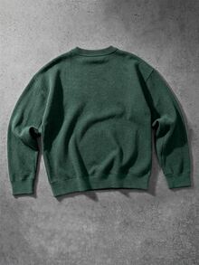 Manfinity EMRG Men's Letter Embroidered Crew Neck Long Sleeve Casual Versatile Sweatshirt - Dark Green - View 5
