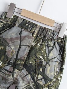 SHEIN Boys' Casual Straight Leg Camouflage Denim Jeans - Army Green - View 7