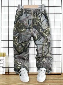 SHEIN Boys' Casual Straight Leg Camouflage Denim Jeans - Army Green - View 2
