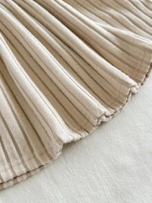 SHEIN Vintaside Kids 2件組幼女洋裝與背心套裝，甜美優雅卡其米色蝴蝶結毛絨羊羔絨羅紋荷葉邊長袖，生日派對冬季公主風保暖禮物 - 卡其色 - 查看 9