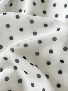 SHEIN Elladie kids 女童拼色波點印花長袖休閒仙女花童梭織雪紡洋裝 秋季婚禮 7 歲生日 白色 - 彩色 - 查看 7
