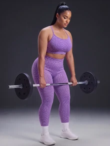Powerista Women's All-Over Print Camisole Top And High-Waisted Leggings Casual Daily Plus Size Sports Set Gym Workout Fitness Running Going Out Training - Purple - View 4