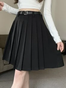 Dazy Tall Women's Short Pleated Casual Skirt Fall - Black - View 5