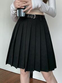 Dazy Tall Women's Short Pleated Casual Skirt Fall - Black - View 9