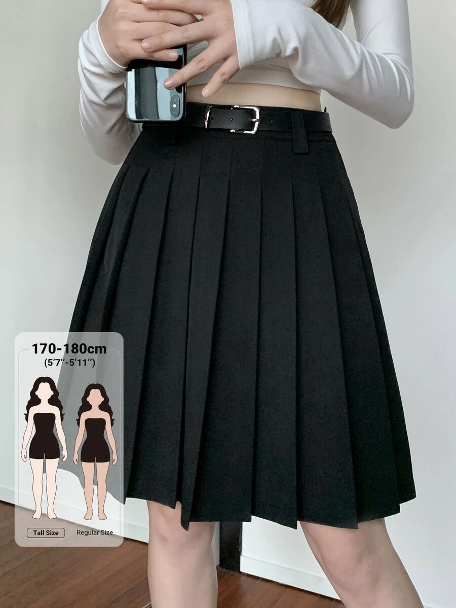 Dazy Tall Women's Short Pleated Casual Skirt Fall - Black - View 1