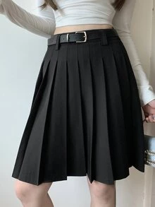 Dazy Tall Women's Short Pleated Casual Skirt Fall - Black - View 7