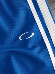 GETOML Men's Fashion Blue And White Striped Colorblock Drawstring Waist Casual Streetwear Shorts Gym Summer - Blue - View 7