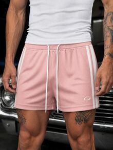 GETOML Men's Casual Shorts With Side Stripes And Drawstring Waist - Pink - View 2