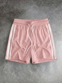 GETOML Men's Casual Shorts With Side Stripes And Drawstring Waist - Pink - View 4