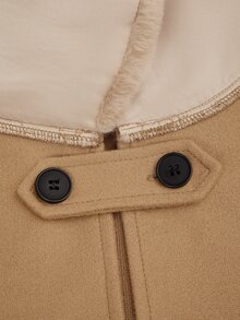 Sweetra Plus Size Wool Blend Cape Coat 2 Pieces Set, Autumn/Winter - Khaki - View 8