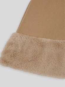 Sweetra Plus Size Wool Blend Cape Coat 2 Pieces Set, Autumn/Winter - Khaki - View 6