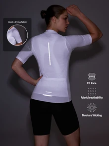 Powerista Women's Letter Pattern Zipper Casual Daily Cycling Short Sleeve Top White Quick-Drying Cycling Jersey With Reflective Design Breathable Workout - Dark Green - View 3