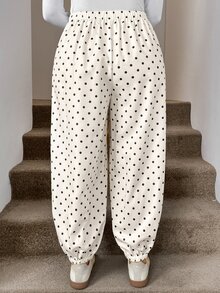 SHEIN LUNE Plus Size Lace Patchwork White Long Pants Brunch Office Evening Summer Curve Elegant - Black and White - View 2