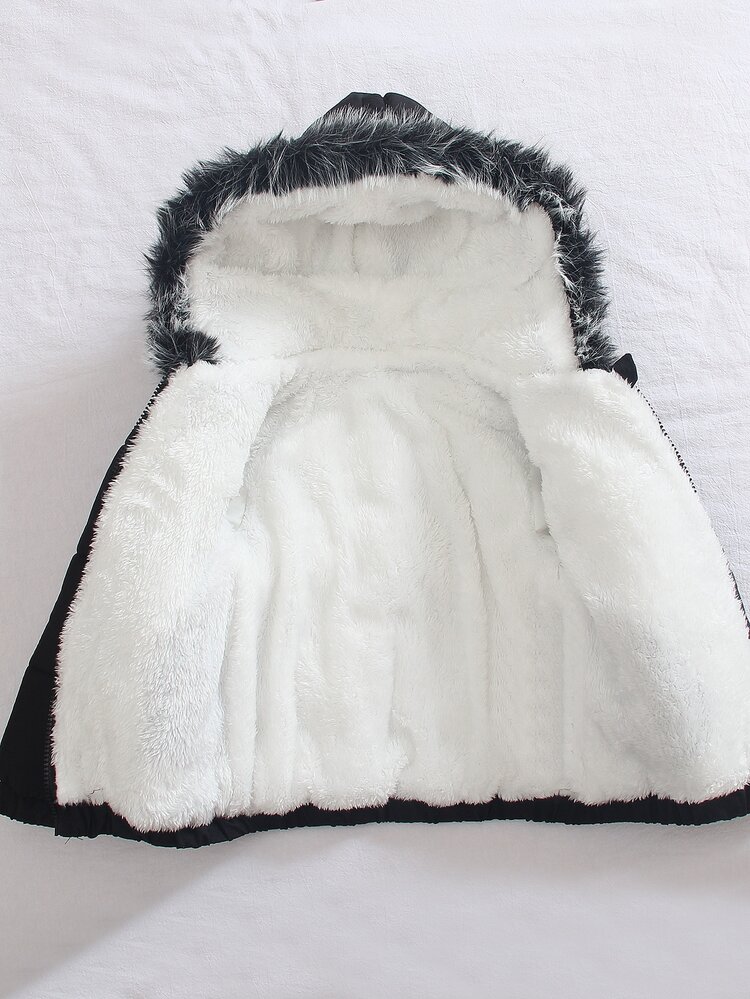 Elladie kids Young Girls Hooded Winter Coats, Y2k, Y2k Tops, New Fall Looks, Autumn, Winter Fleece Lined Coat Hooded Outerwear - Black - View 6