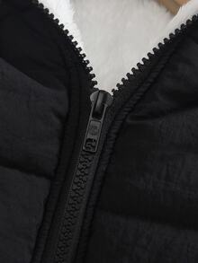 Elladie kids 女童連帽冬季外套，Y2K風格，Y2K上衣，秋季新品，秋冬抓絨內裡連帽外套 - 黑色 - 查看 5