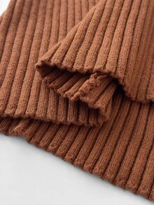 Maweii Plus Size Autumn Fashion Cardigan & Knit Skirt Set Winter - Chocolate Brown - View 8