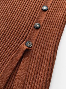 Maweii Plus Size Autumn Fashion Cardigan & Knit Skirt Set Winter - Chocolate Brown - View 7