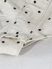 SHEIN Maternity Polka Dot Fashion Denim Overalls - Beige - View 3