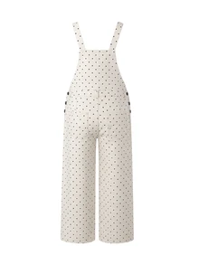 SHEIN Maternity Polka Dot Fashion Denim Overalls - Beige - View 2