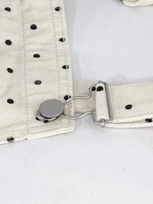 SHEIN Maternity Polka Dot Fashion Denim Overalls - Beige - View 6