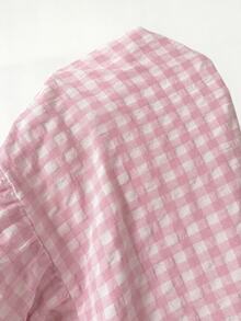 Solflare Light Pink Plaid Plus Size Women's Shirt - Baby Pink - View 7
