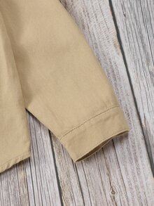 SHEIN Tween Boy Casual Korean Basic Denim Jacket Chic For Autumn/Winter School Khaki - Khaki - View 8