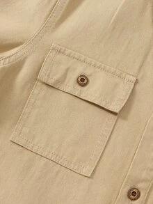 SHEIN Tween Boy Casual Korean Basic Denim Jacket Chic For Autumn/Winter School Khaki - Khaki - View 6