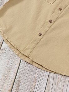 SHEIN Tween Boy Casual Korean Basic Denim Jacket Chic For Autumn/Winter School Khaki - Khaki - View 5