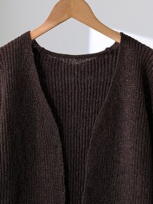 SHEIN Cardigan Kasual Serbaguna untuk Aktivitas Sehari-hari bagi Anak Perempuan Remaja - Coklat - View 5