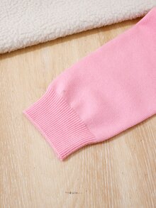 SHEIN Vintaside Kids 女童純色長袖單排扣休閒針織開襟衫 - 灰色 - 查看 4