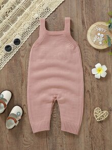 SHEIN 女嬰字母刺繡針織連身衣 秋季 - 粉色 - 查看 2