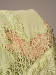 MOTF PREMIUM 蕾絲拼接水溶性刺繡長款睡裙 春/夏 - 綠色 - 查看 7
