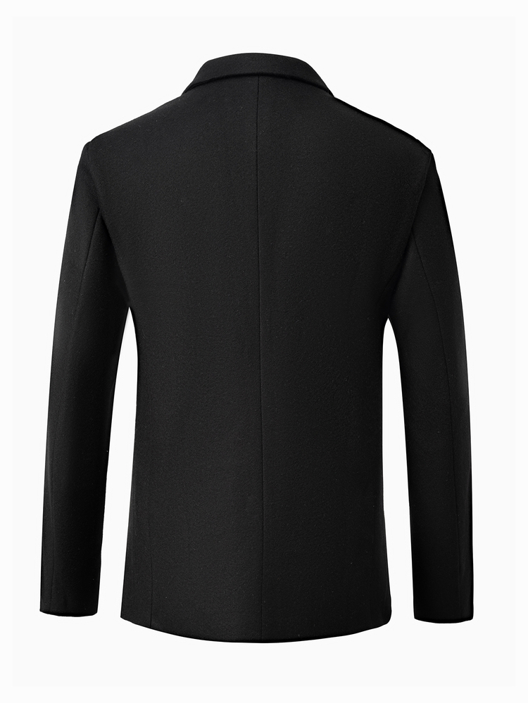 Manfinity Mode Men's Black Korean Style Mid-Length Commuter Business Overcoat - Black - View 2
